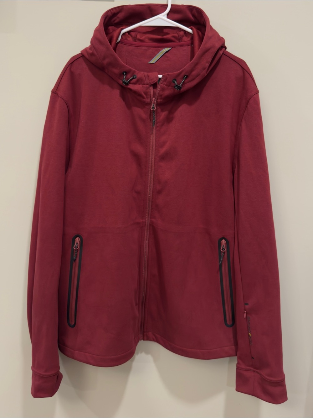 Cole Haan ZEROGRAND Full Zip Hooded Jacket Burgundy Mens XL Water Resistant